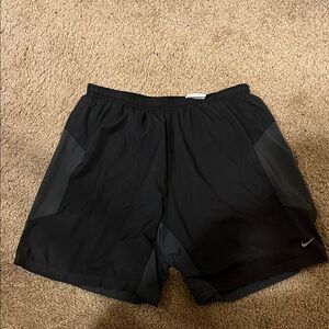 Nike Men's Black Athletic Shorts with Gray Panels